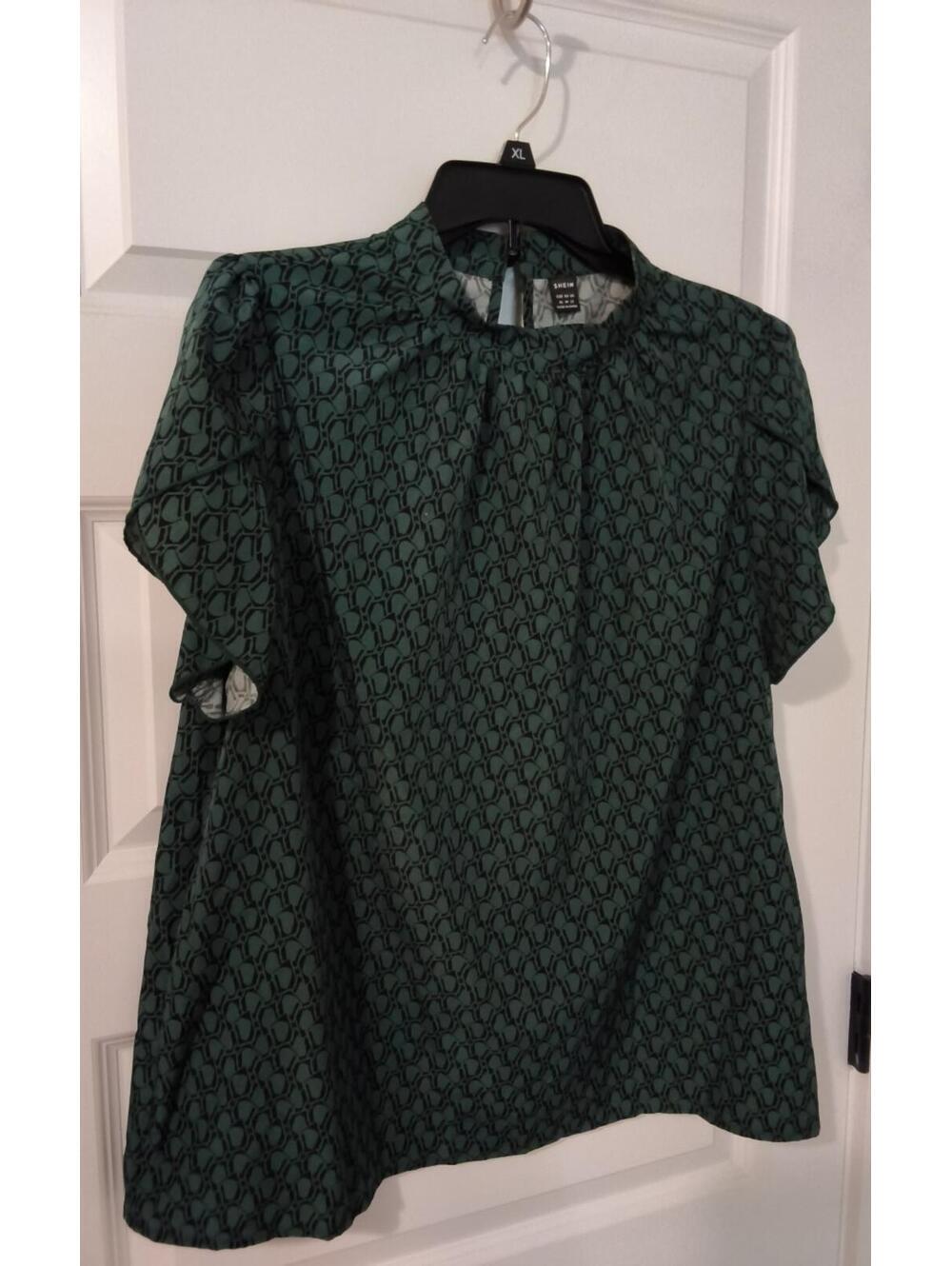 SHEIN Women's Green Patterned Short Sleeve Blouse XL - Picture 3 of 4